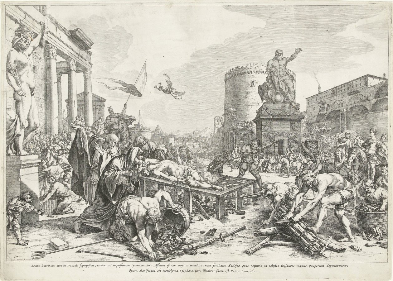 Martelaarschap van heilige Lawrence Salige Lawrence mens (...) er Roma Lawrence (tittel på objekt) av Jan de Bisschop