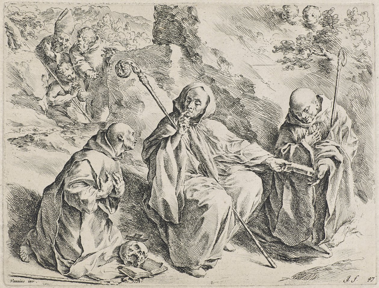 Saint Bruno (radering) av Jan de Bisschop