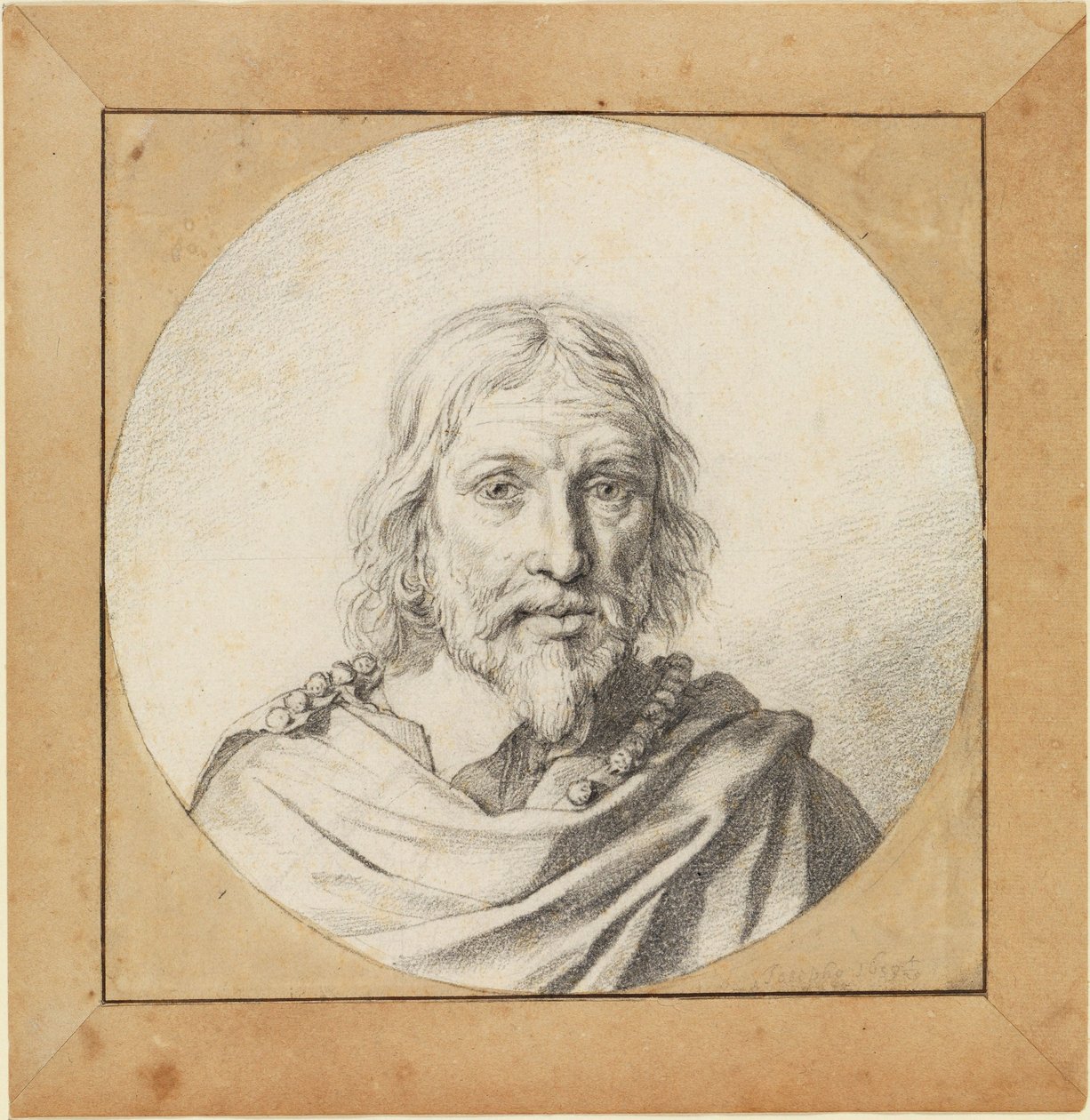 Brystbilde av en gammel mann forfra (i runding) av Jan de Bray