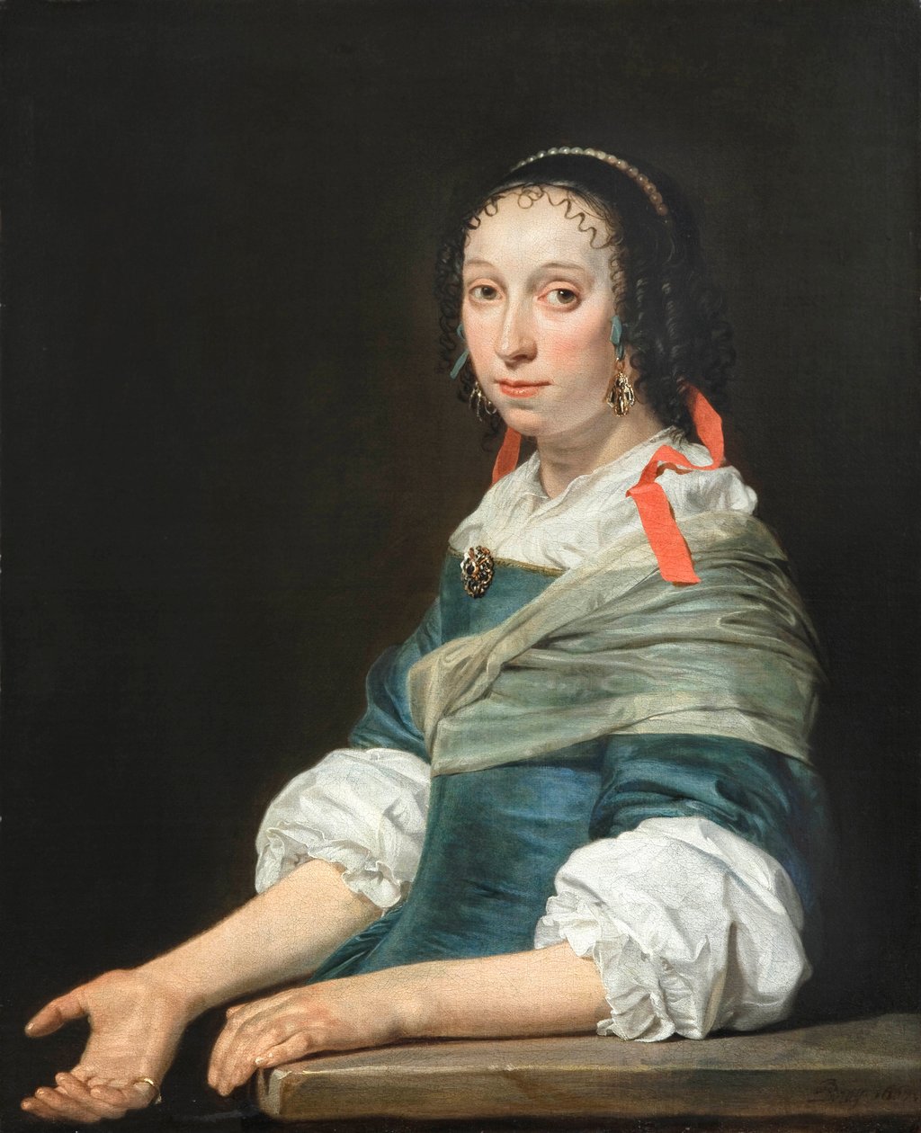 ""Portrett av en ung kvinne"" (Portrett av en ung kvinne) Maleri av Jan de Bray (ca 1627-1697) av Jan de Bray