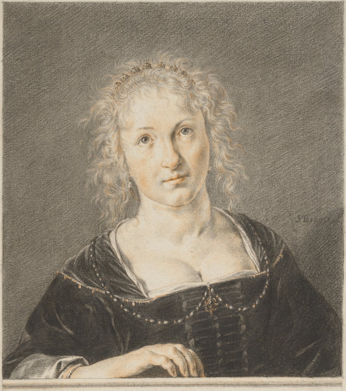 Ung kvinne ved en balustrade av Jan de Bray
