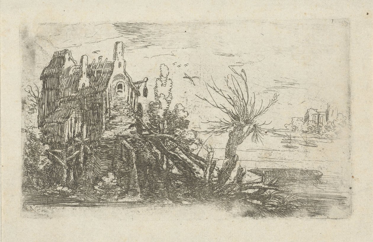 Hus ved en elv av Jan de Hoey