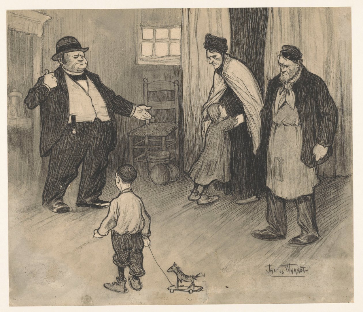 Huseier kaster ut familie av Jan de Waardt (signed by artist)