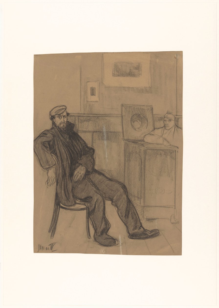 Mann på stol av Jan de Waardt (signed by artist)