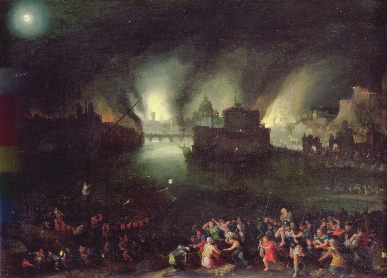 Aeneas redder anchises fra sekken med Troja (olje på kobber) av Jan the Elder Brueghel