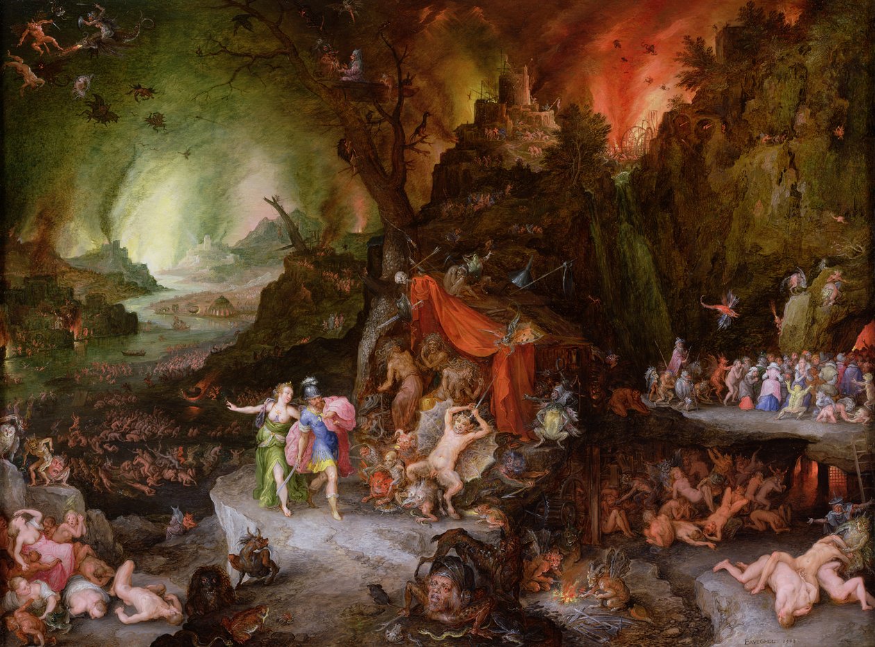 Aeneas og sibylla i underverdenen av Jan the Elder Brueghel
