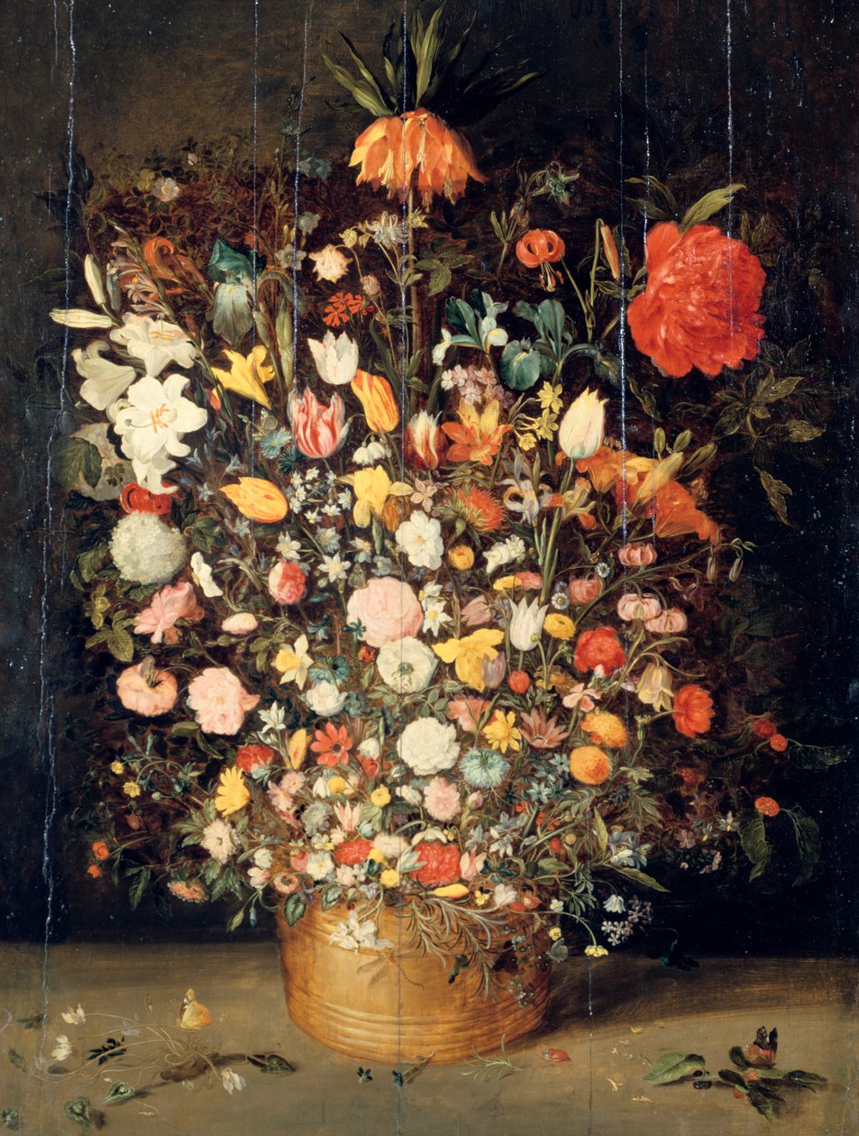 Bukett med blomster i en trevase, 1603 av Jan the Elder Brueghel