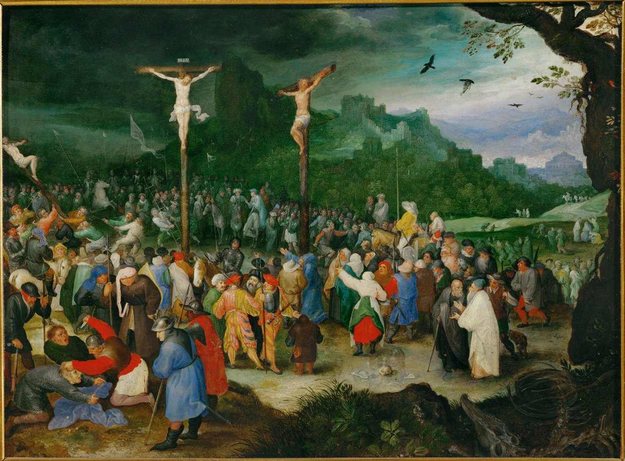 Korsfestelse (maleri på kobber) av Jan the Elder Brueghel