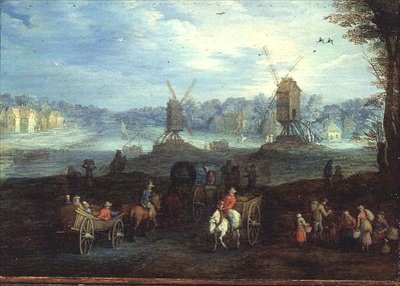 Landskap med vindmøller (panel) av Jan the Elder Brueghel
