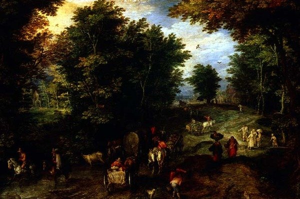 Landskap med en Ford av Jan the Elder Brueghel