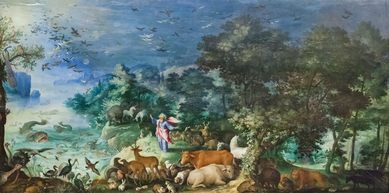 Landskap med skapelse av dyrene av Jan the Elder Brueghel