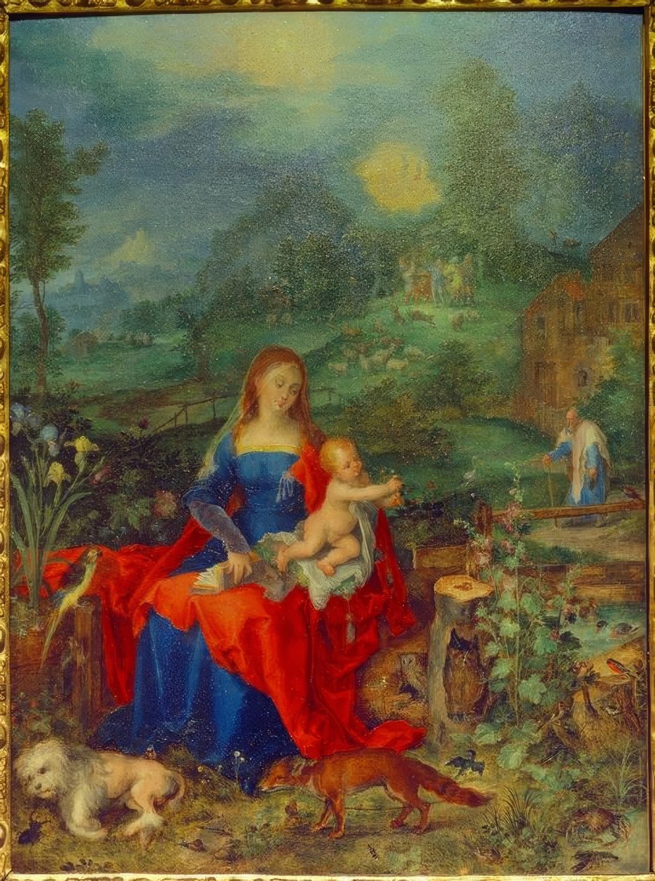 Maria med de mange dyrene av Jan the Elder Brueghel