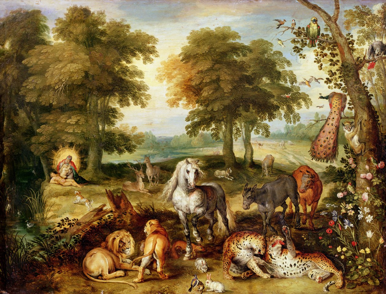 Paradis på jorden (olje på kobber) av Jan the Elder Brueghel