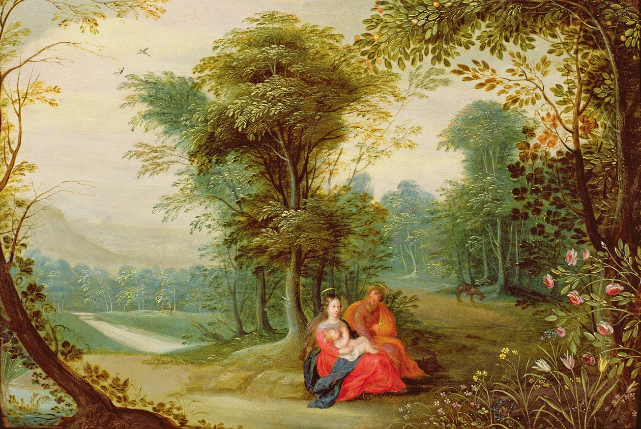 Resten på flukten til Egypt av Jan the Elder Brueghel