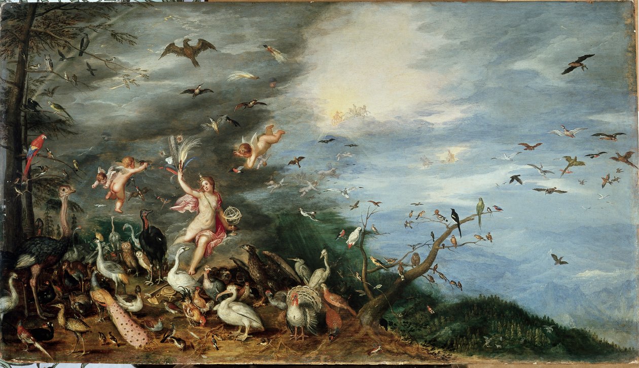 De fire elementene: allegori av luft (olje på panel av Jan the Elder Brueghel