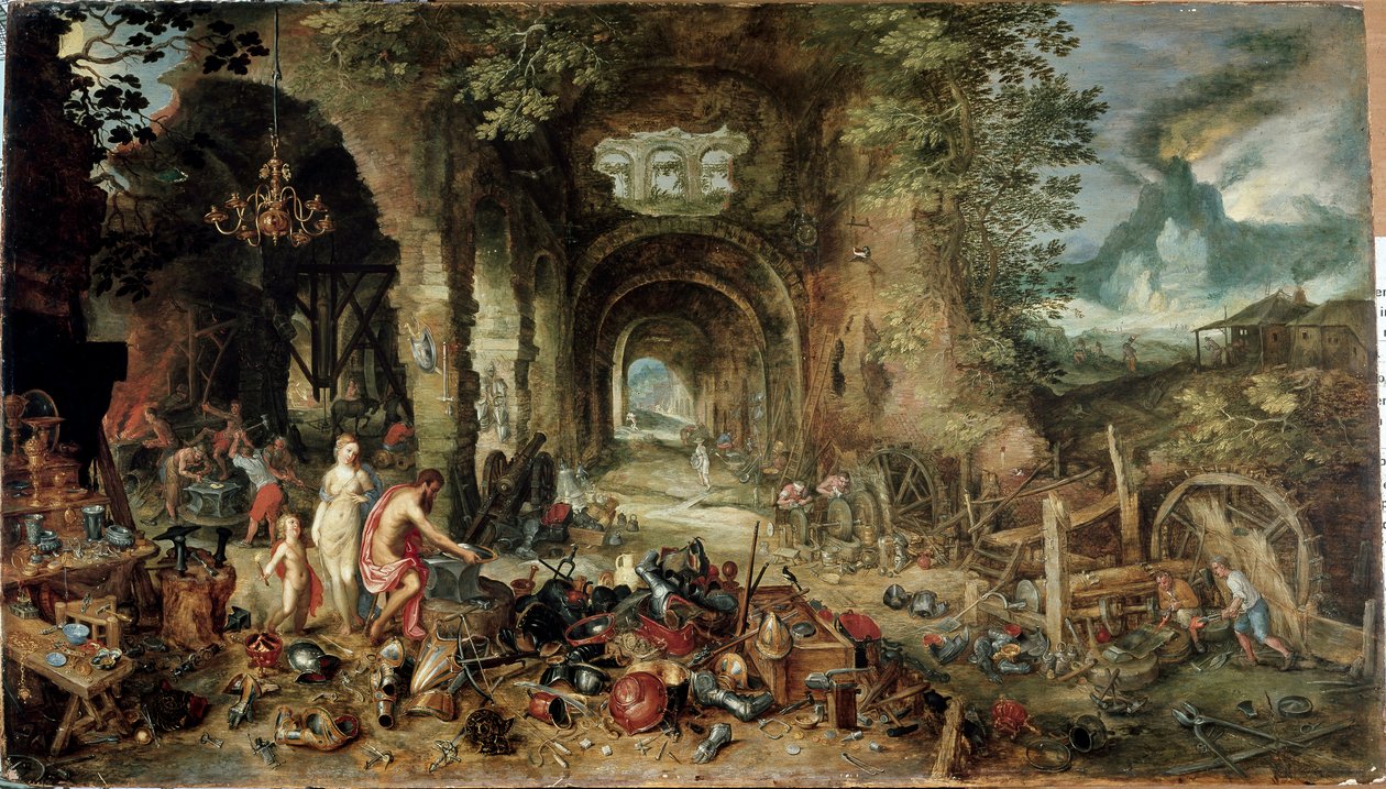 De fire elementene: allegori om brann (olje på panel av Jan the Elder Brueghel