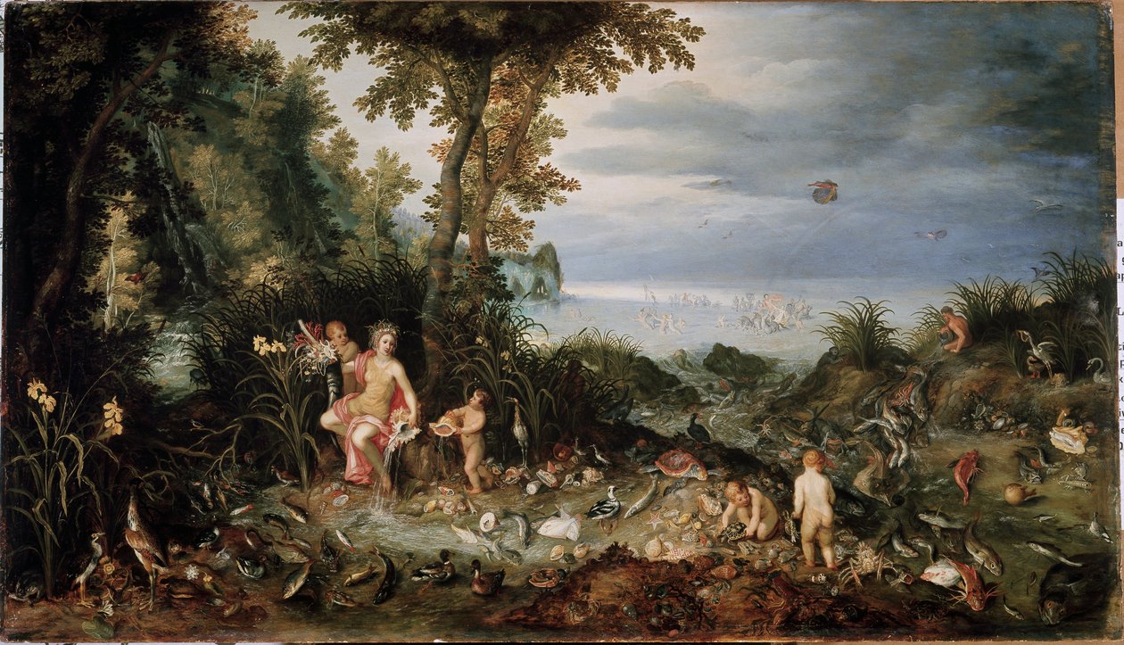 De fire elementene: allegori av vann (olje på panel av Jan the Elder Brueghel