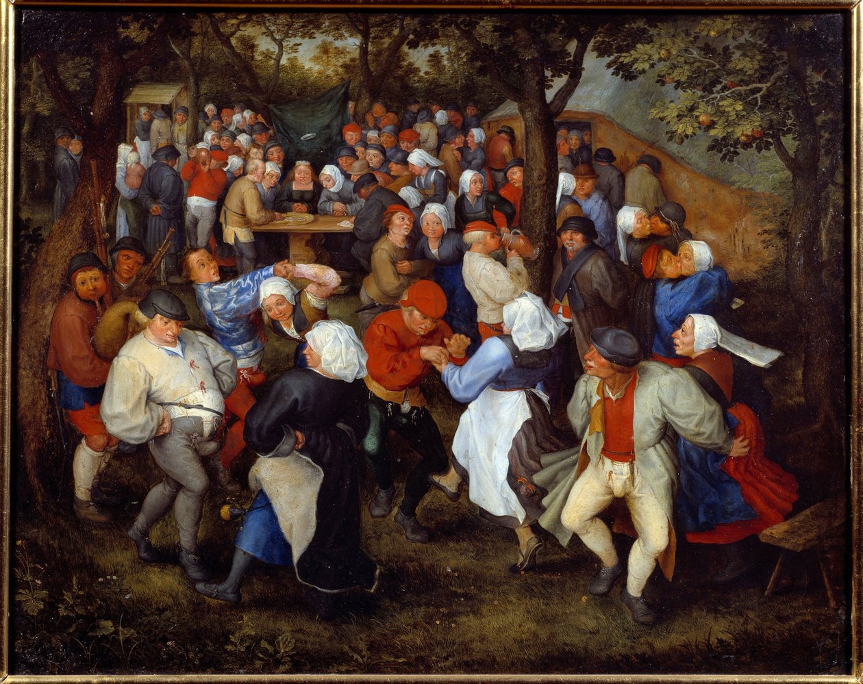 Rosefesten eller bryllupsdansen. Maleri av Jan I Brueghel Dit De Velours (1568-1625) Ec. Flam av Jan the Elder Brueghel