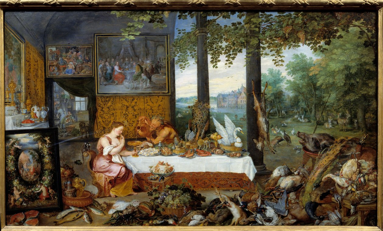 Smaken. Allegori over de fem sansene Maleri av Jan I Brueghel Dit De Velours (1568-1625) Ec. Flam av Jan the Elder Brueghel