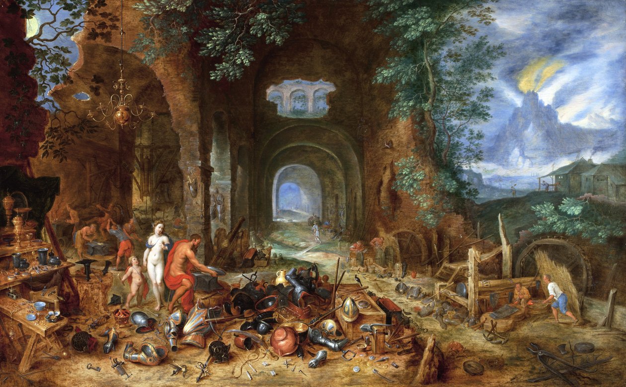 Venus ved Vulkans smie, 1606-23 (olje på eikepanel) av Jan the Elder Brueghel