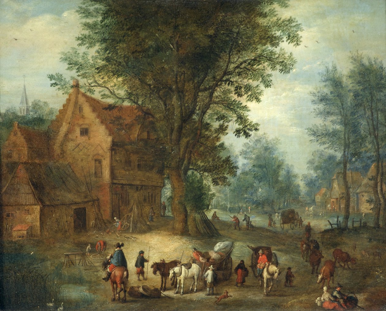 Landsbyscene, ca. 1640-60 (olje på kobber) av Jan the Elder Brueghel