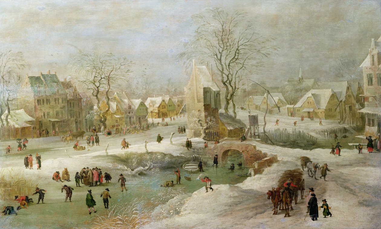 Vinterscene i Holland av Jan the Elder Brueghel