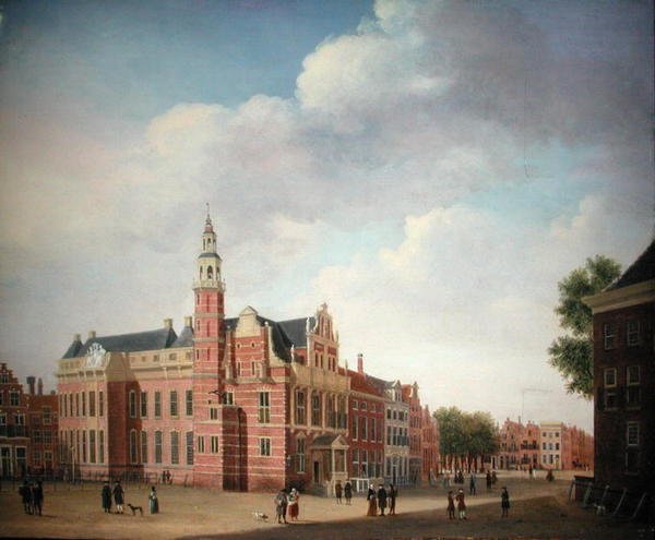 Utsikt over det gamle rådhuset, Haag av Jan the Elder Ekels