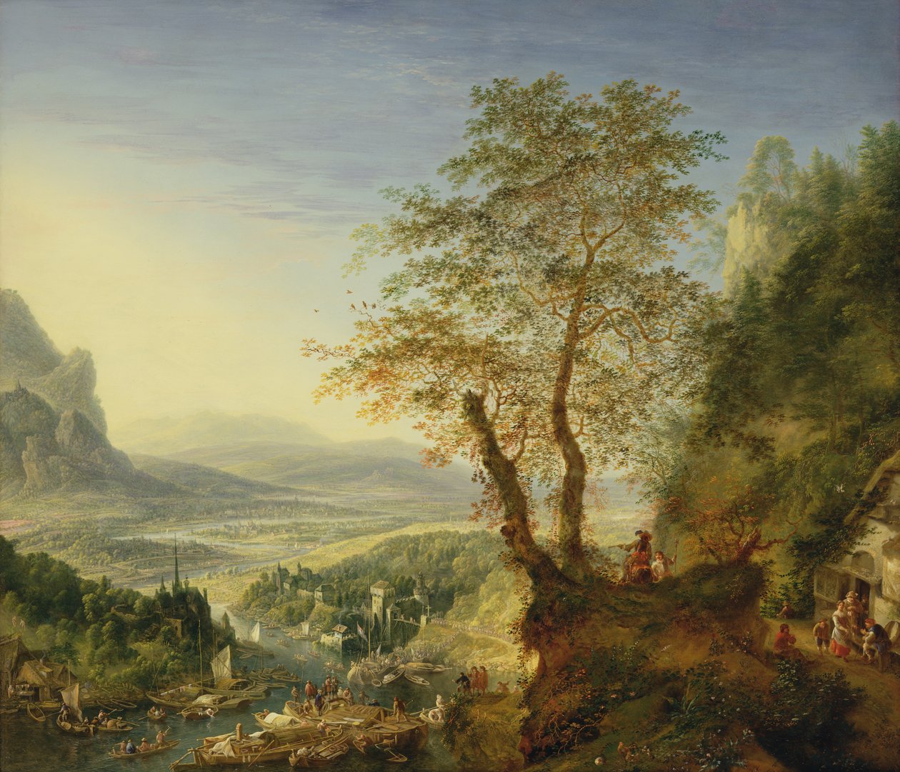 Et capriccio elvelandskap, ca. 1700 (olje på kobber) av Jan the Elder Griffier