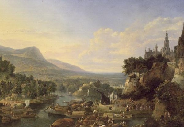 Laster lektere på Rhinen (olje) av Jan the Elder Griffier