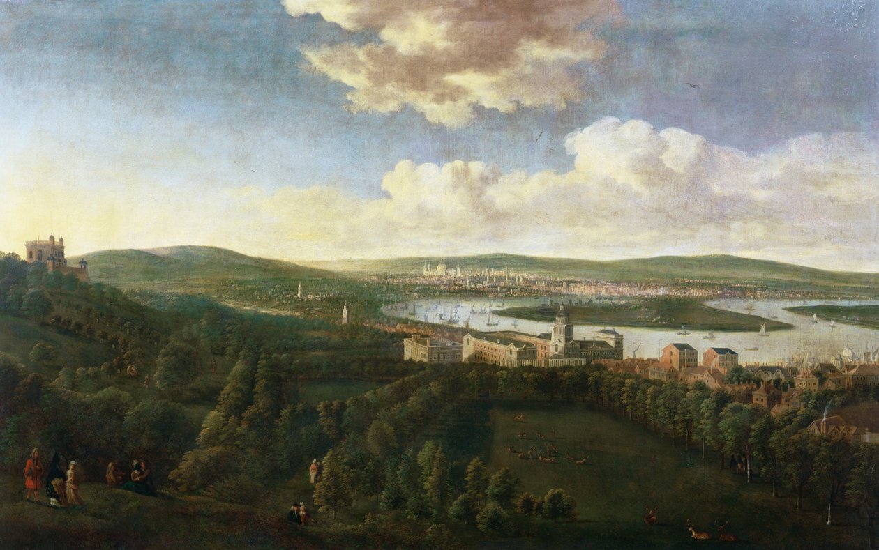 Utsikt over Queens House og Royal Hospital, Greenwich av Jan the Elder Griffier