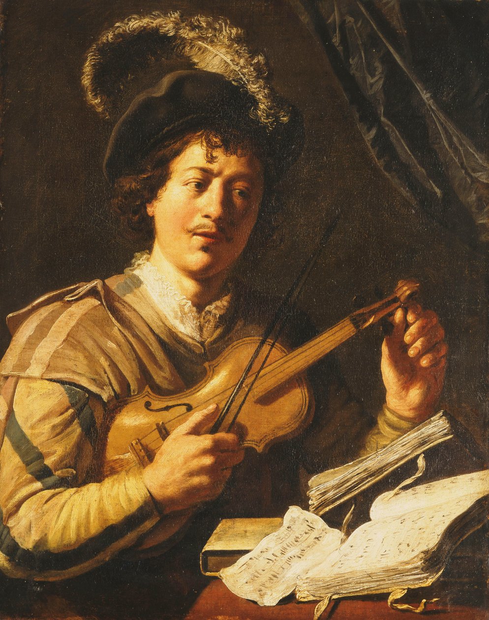 En ung mann som stemmer en fiolin, ca. 1623-5 av Jan the Elder Lievens
