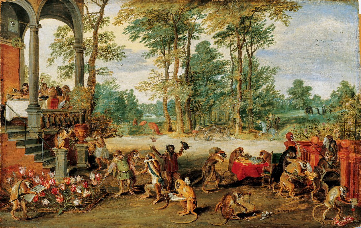 A Satire of Tulip Mania, ca. 1640 (olje på tre) av Jan the Younger Brueghel