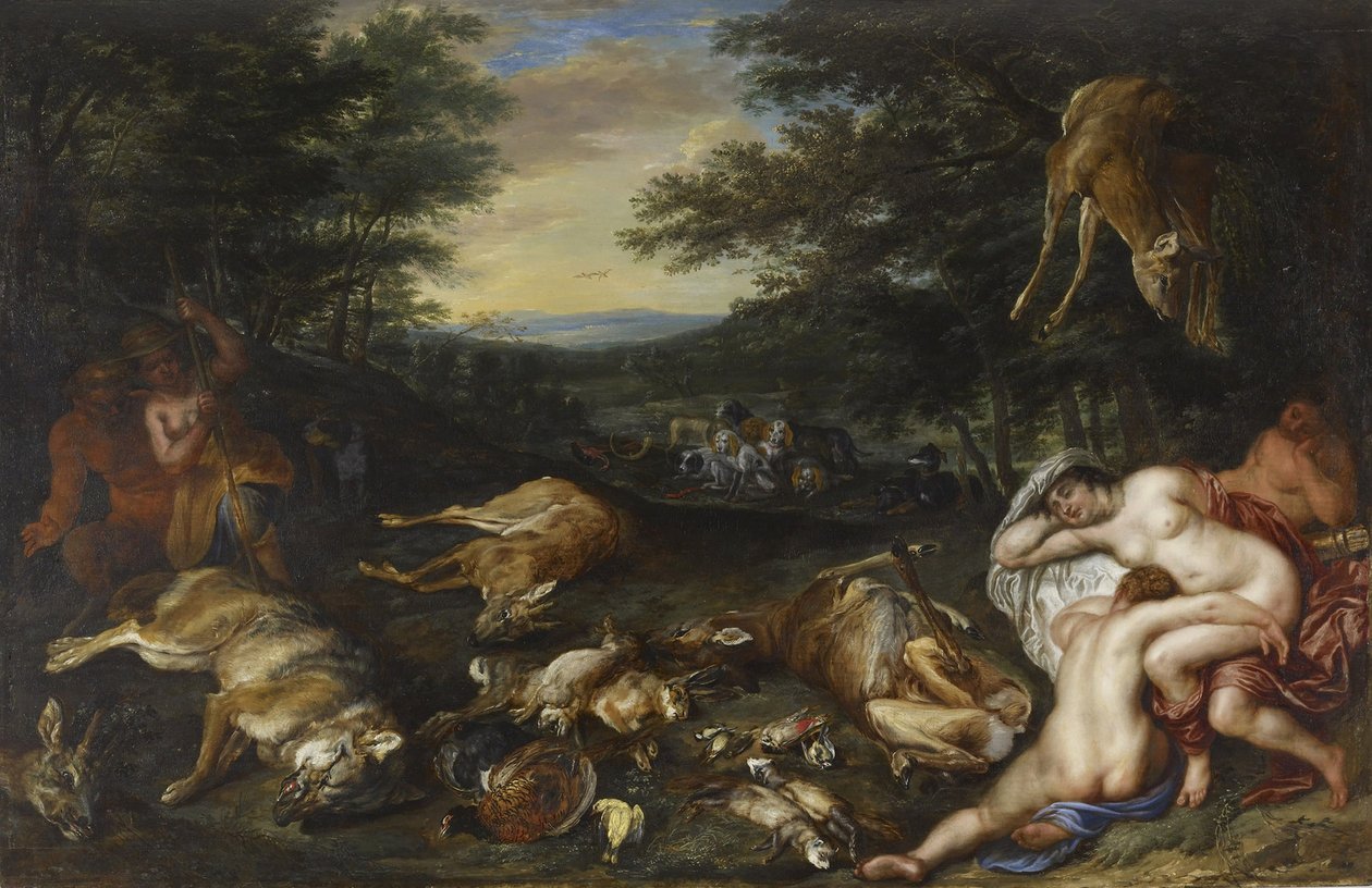 Diana og nymfene hennes etter deres jakt, 1630-39 av Jan Brueghel the Younger
