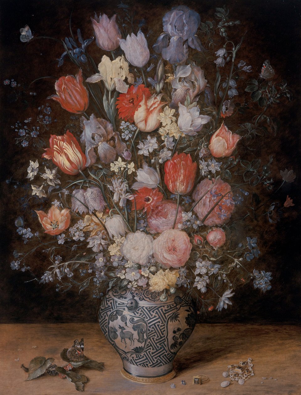 Stilleben Av Blomster I Et Trekar av Jan the Younger Brueghel