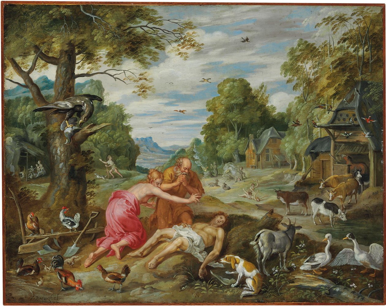 Abels død, fra historien om Adam og Eva av Jan Brueghel the Younger