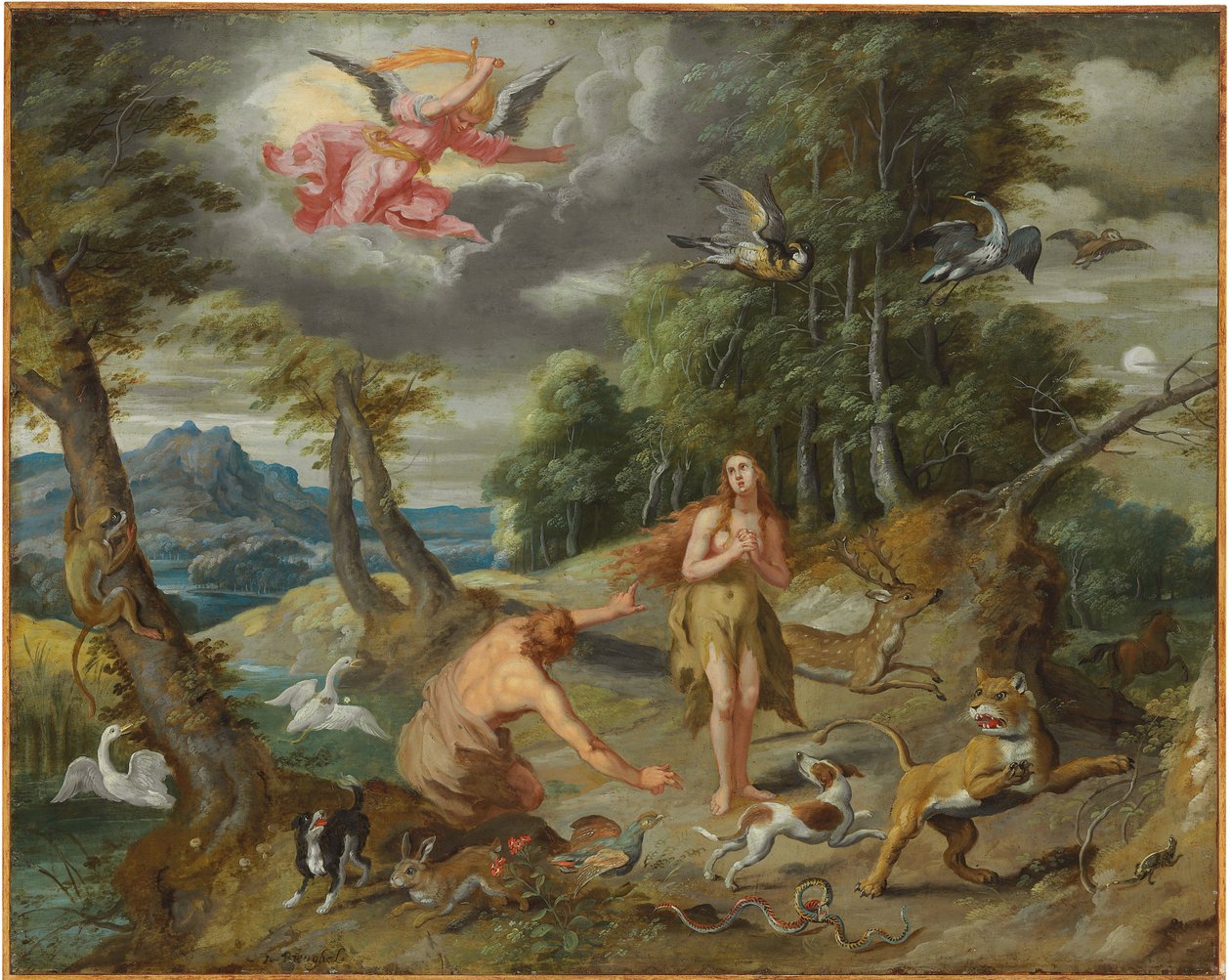 Utdrivelsen fra paradiset, fra historien om Adam og Eva av Jan Brueghel the Younger
