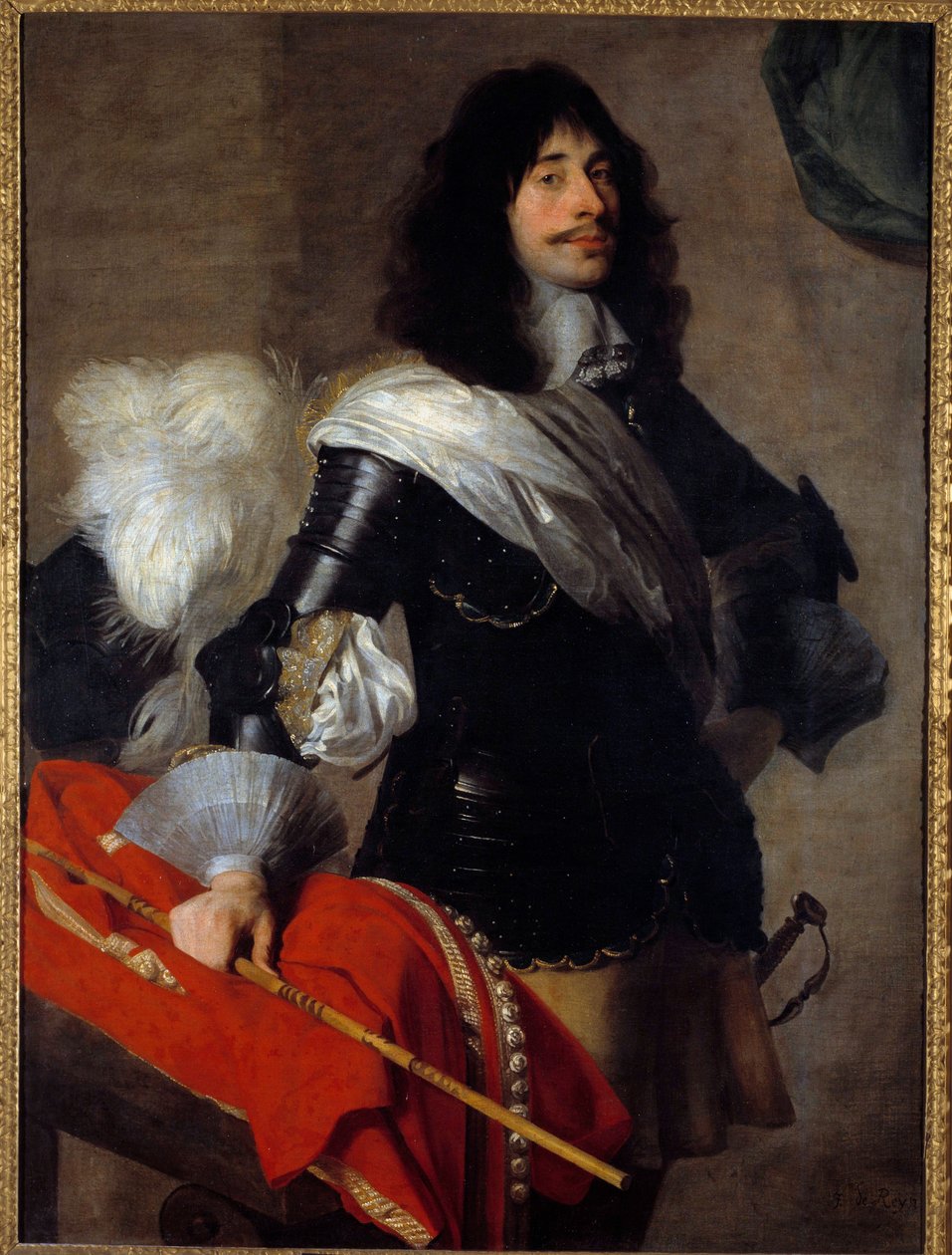 Portrett av lyskens sønn av Pierre Corneille i uniform som kaptein for hestelegerne (Chevau legers, ca. 1667 Maleri av Jean de Reyn (1610-1678) Versailles fra 1600-tallet, museet Lambinet av Jan van Ryn