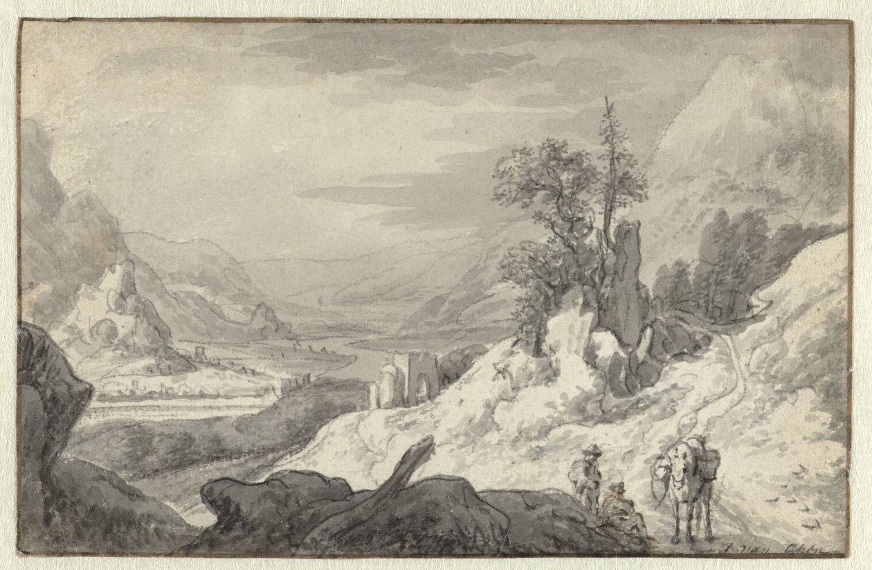 Fjelllandskap med en elvedal av Jan van Aken