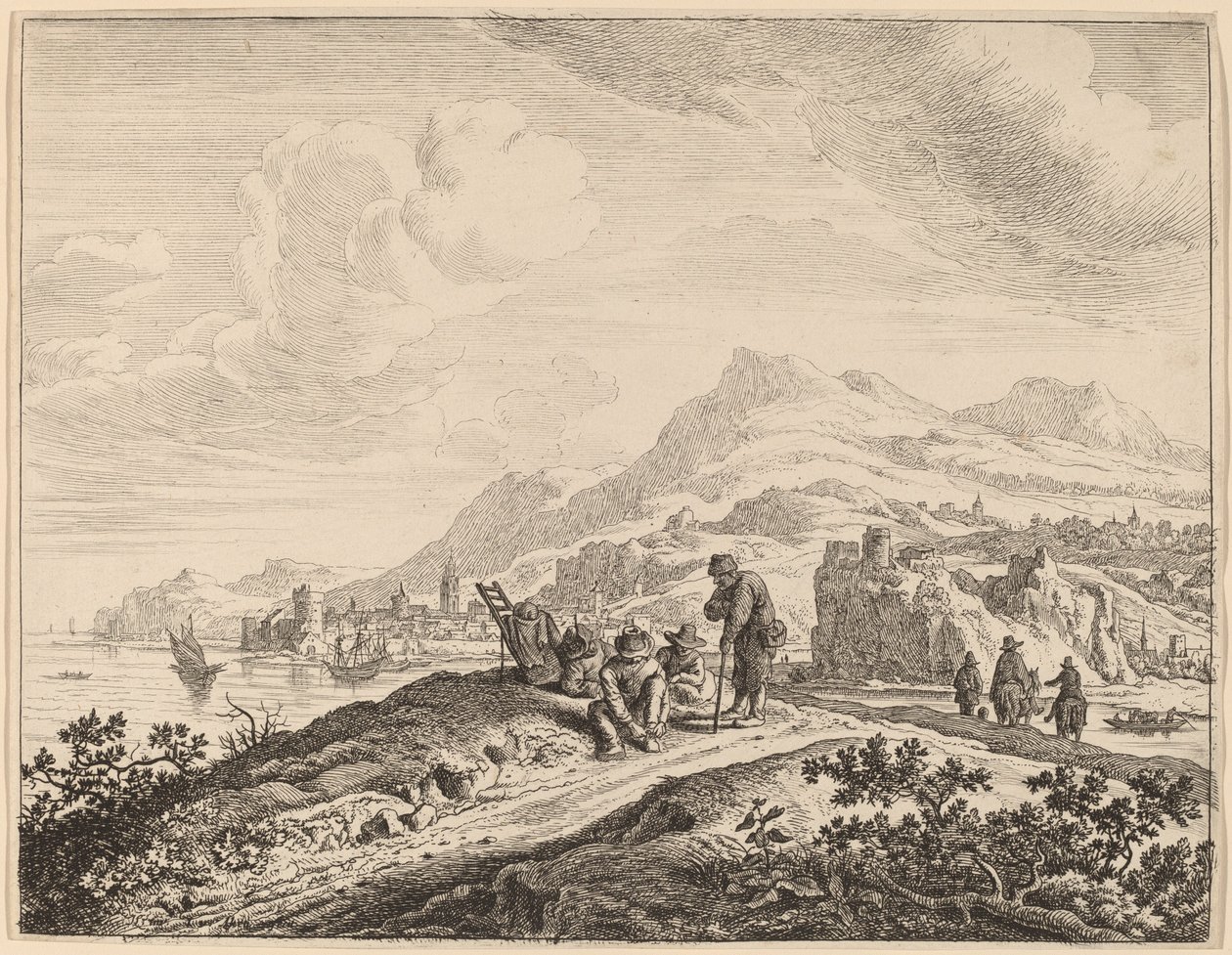 Utsikt over Rhinen av Jan van Aken after Herman Saftleven