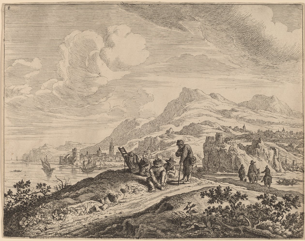Utsikt over Rhinen av Jan van Aken after Herman Saftleven