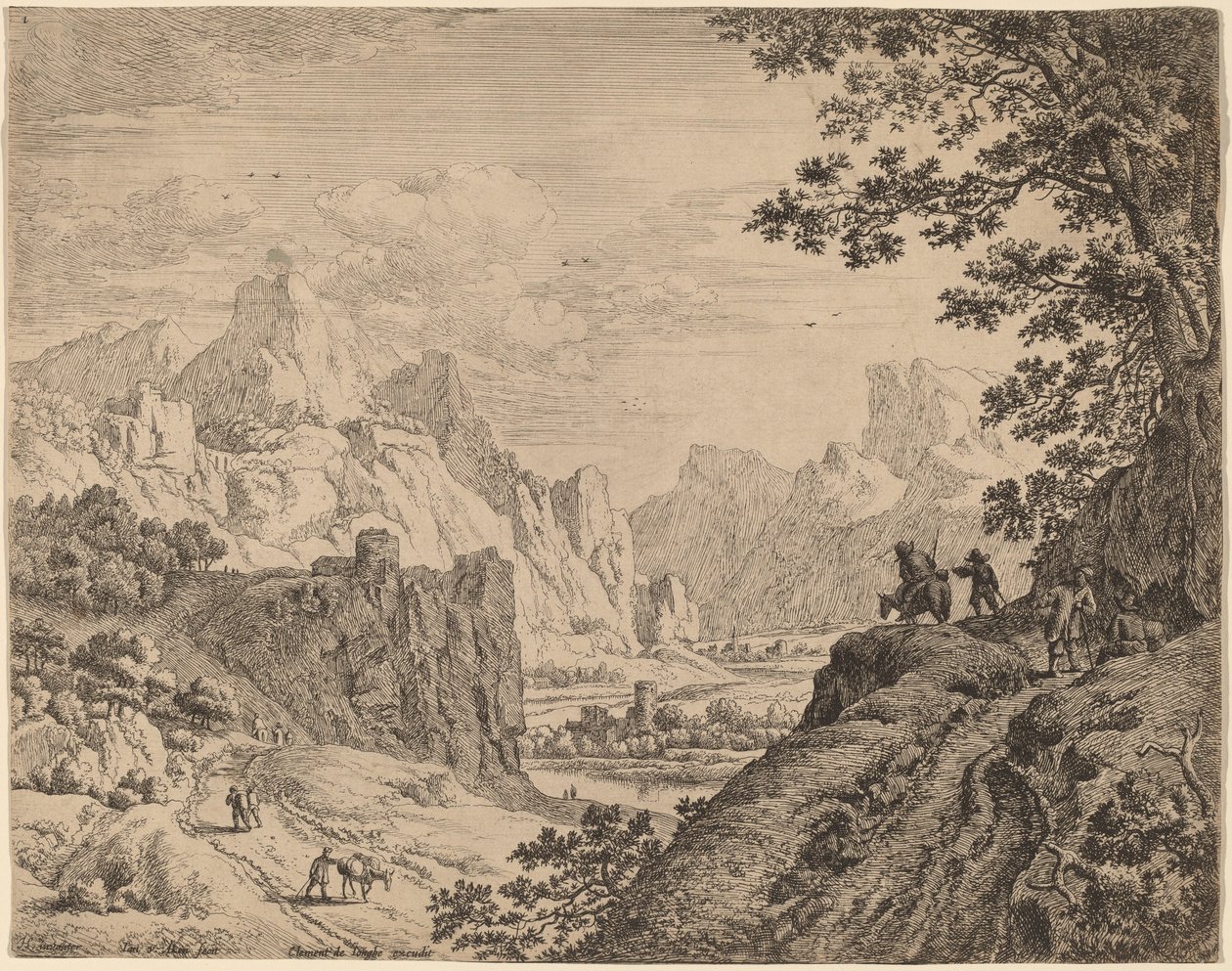 Utsikt over Rhinen av Jan van Aken after Herman Saftleven