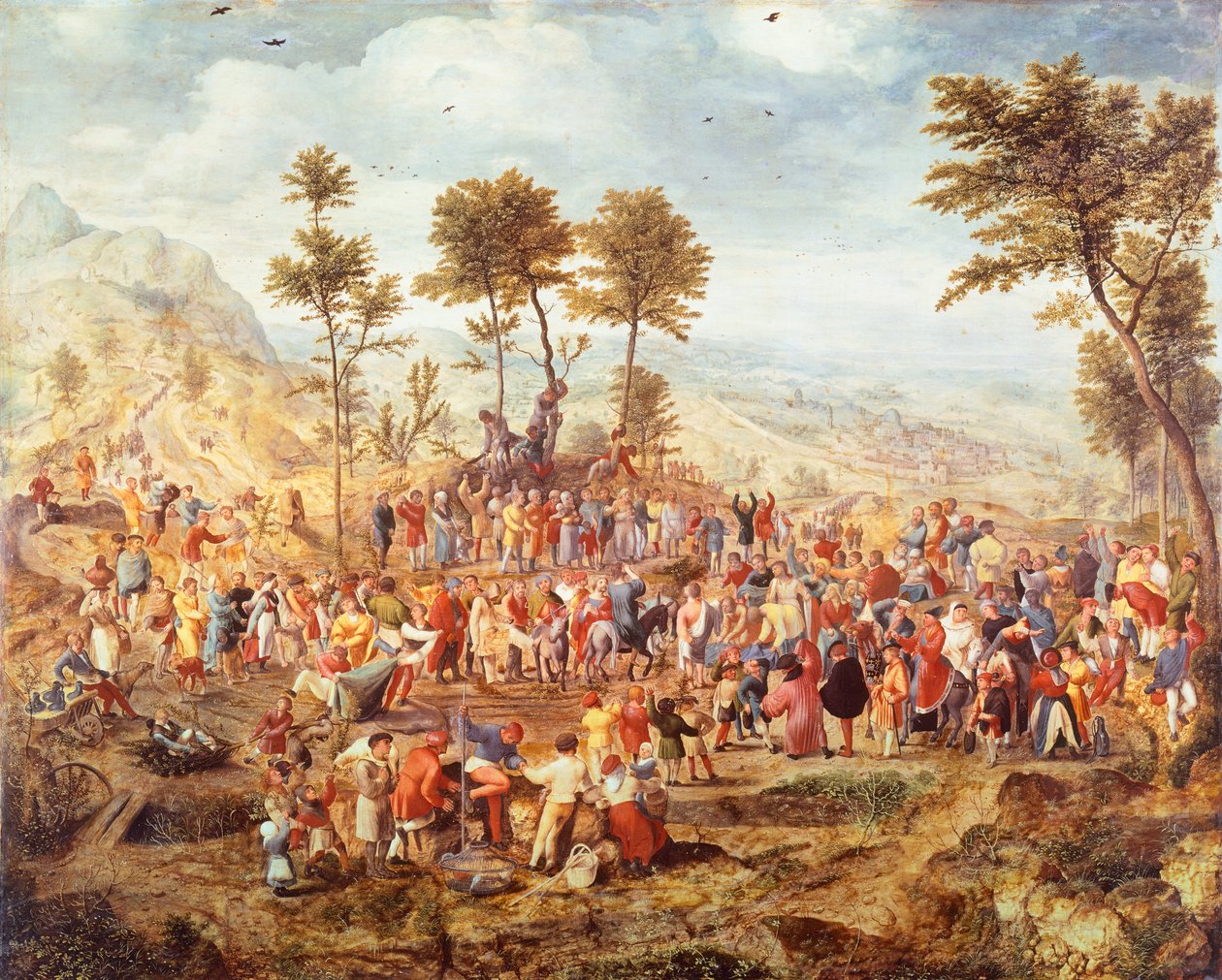 Kristus kommer inn i Jerusalem av Jan van Amstel (ca. 1500-1542), blandede medier på tre, ca. 1540 av Jan van Amstel