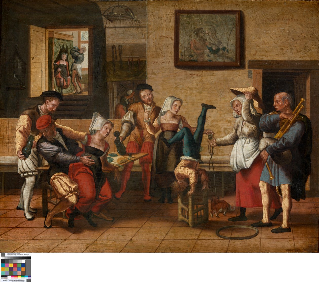 Pubscene (olje på tre) av Jan van Amstel