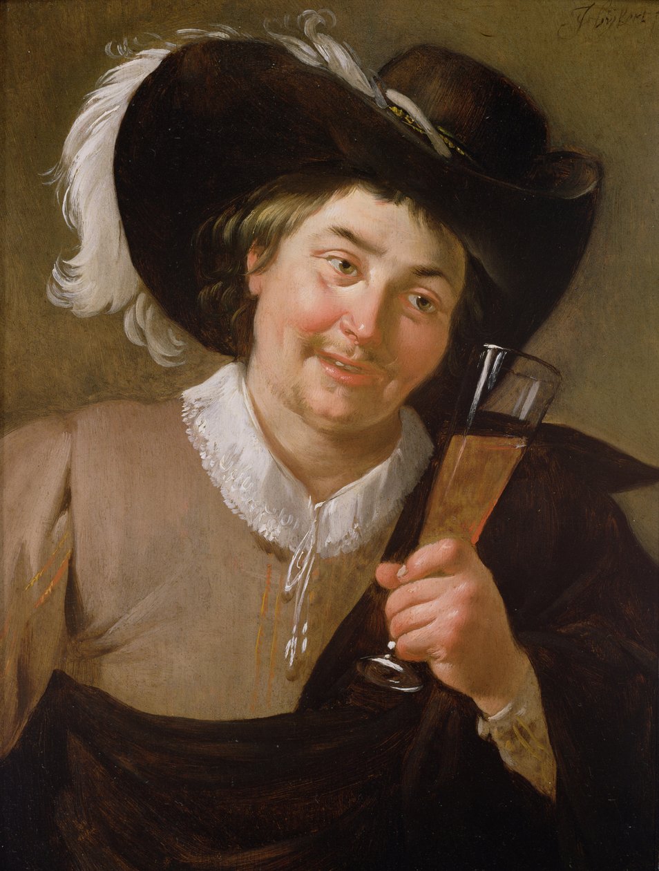 Portrett av en mann som holder et vinglass av Jan van Bijlert or Bylert