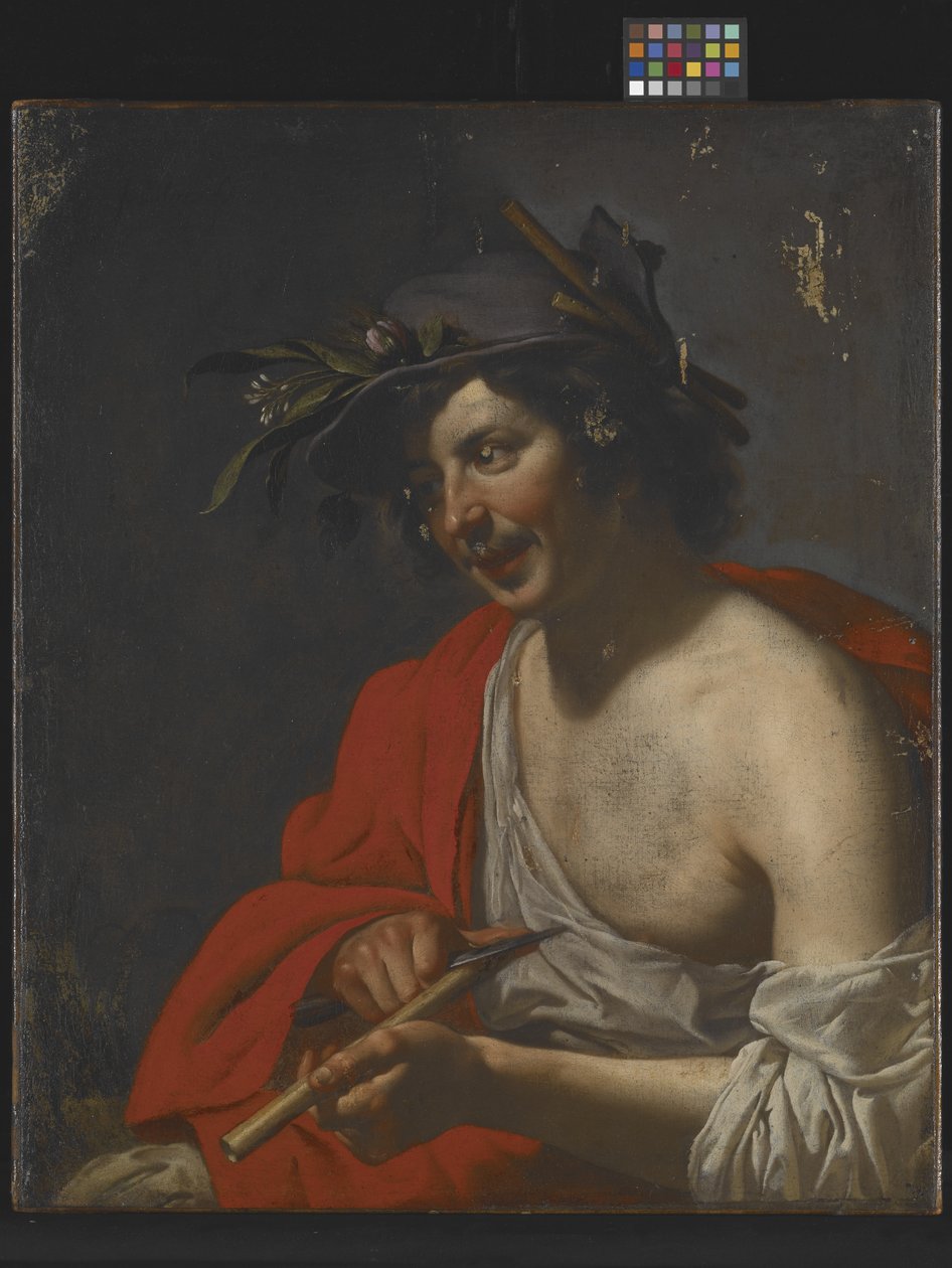 Shepherd Trimming His Flute (olje på lerret) av Jan van Bijlert or Bylert
