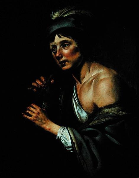 Hyrde med fløyte (olje på panel) av Jan van Bijlert or Bylert