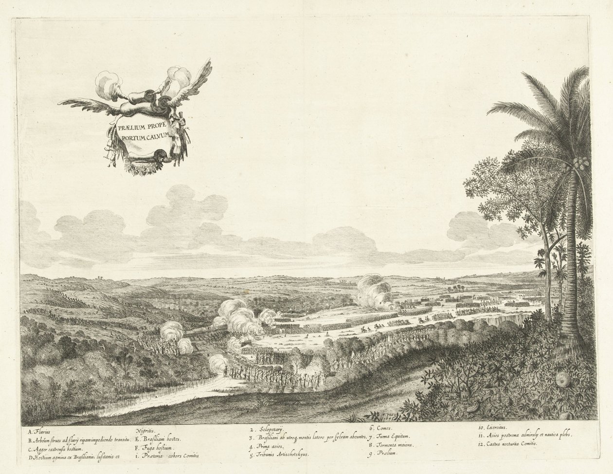 Gevechten ved Porto Calvo, 1637 Kamp nær Bald Harbor (tittel på objekt) av Jan van Brosterhuyzen