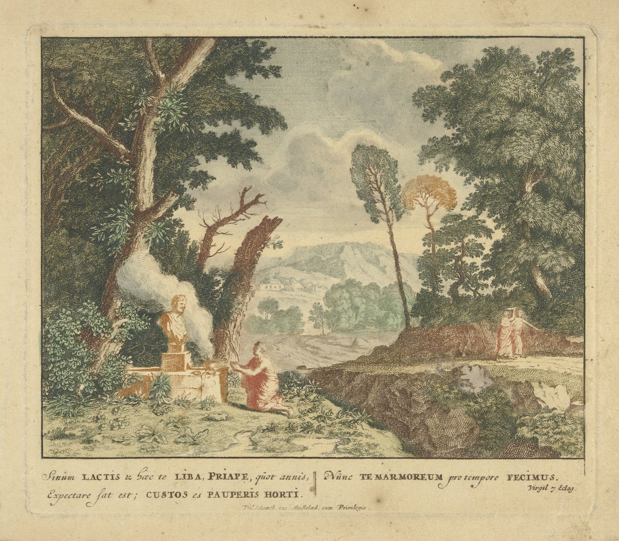 En kvinne gir et offer til Priapus Scener fra Virgils diktsamling Bucolica (serietittel) av Jan van Call (I)