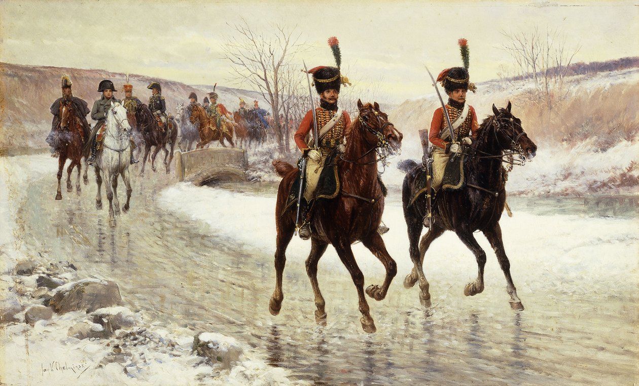 Napoleon og hans eskorte, av Jan van Chelminski