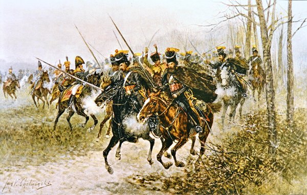 Napoleon og hans stab overrasket av kosakker (akvarell på papir) av Jan van Chelminski